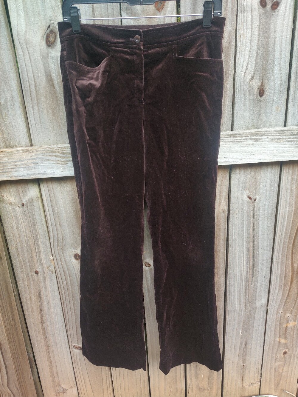 🏵️ Escada VTG Luxury Chocolate Brown Velvet Front Pocket Straight Leg Trousers